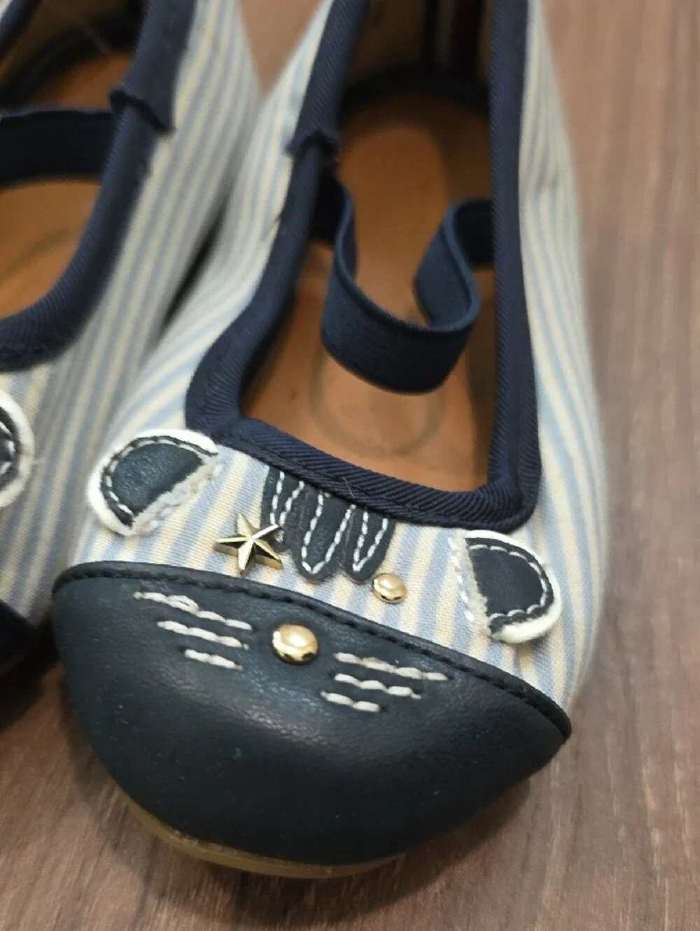 Baby shoes Navy & White TOMMY HILFIGER Striped Mary Jane Shoes. Size 7.